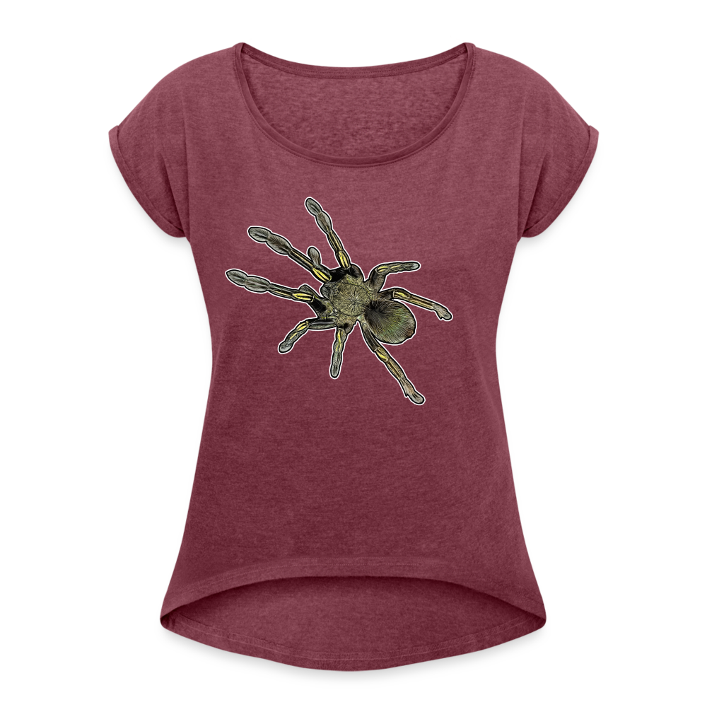 Frauen T-Shirt mit gerollten Ärmeln Ephebopus murinus - Bordeauxrot meliert