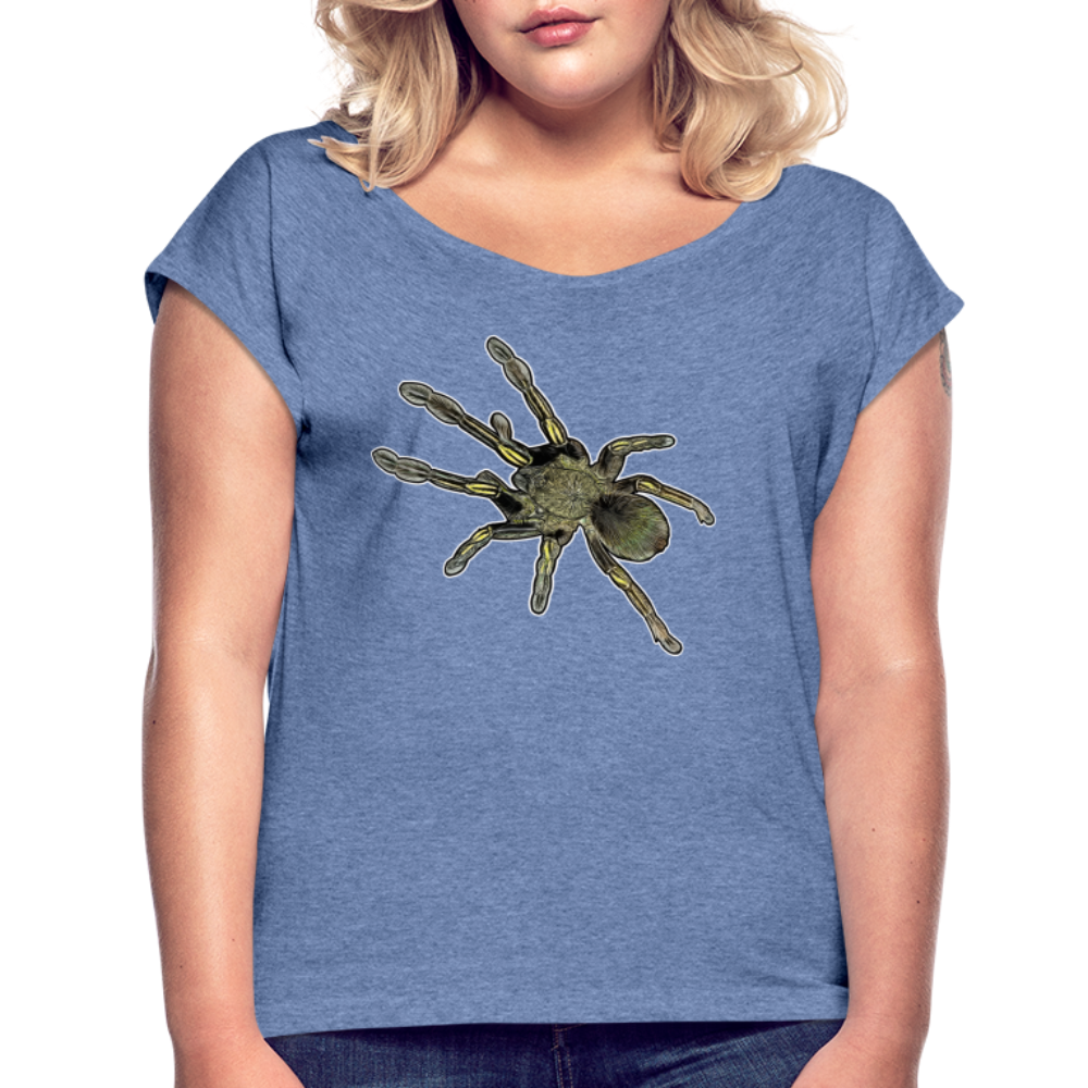 Frauen T-Shirt mit gerollten Ärmeln Ephebopus murinus - Denim meliert