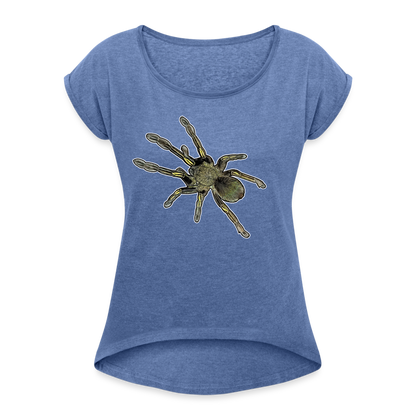 Frauen T-Shirt mit gerollten Ärmeln Ephebopus murinus - Denim meliert