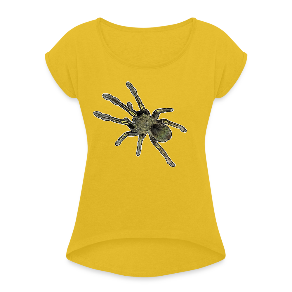 Frauen T-Shirt mit gerollten Ärmeln Ephebopus murinus - Senfgelb