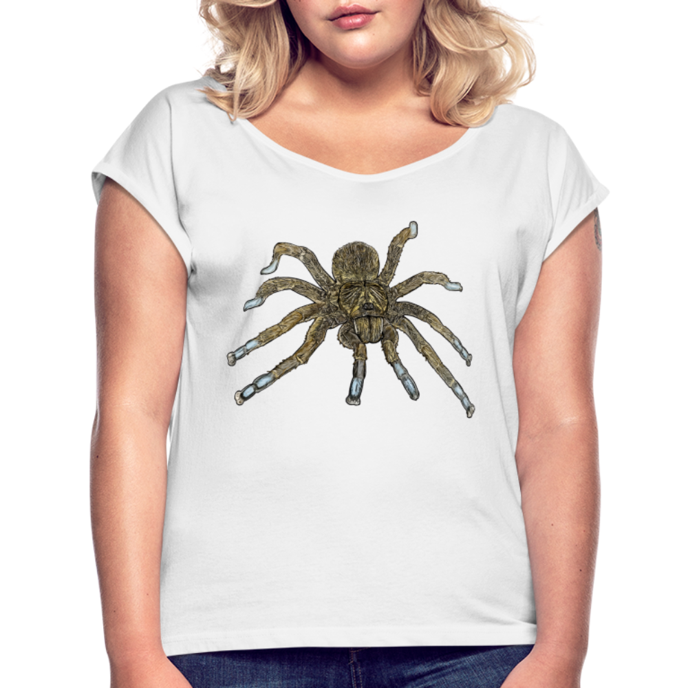 Frauen T-Shirt mit gerollten Ärmeln Idiothele mira - weiß