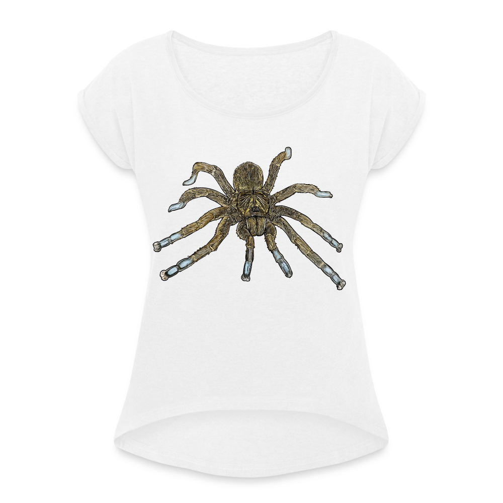 Frauen T-Shirt mit gerollten Ärmeln Idiothele mira - weiß