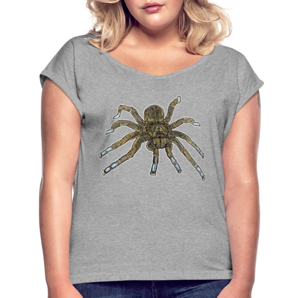 Frauen T-Shirt mit gerollten Ärmeln Idiothele mira - Grau meliert