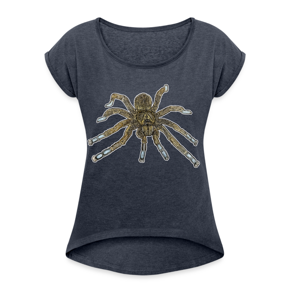 Frauen T-Shirt mit gerollten Ärmeln Idiothele mira - Navy meliert