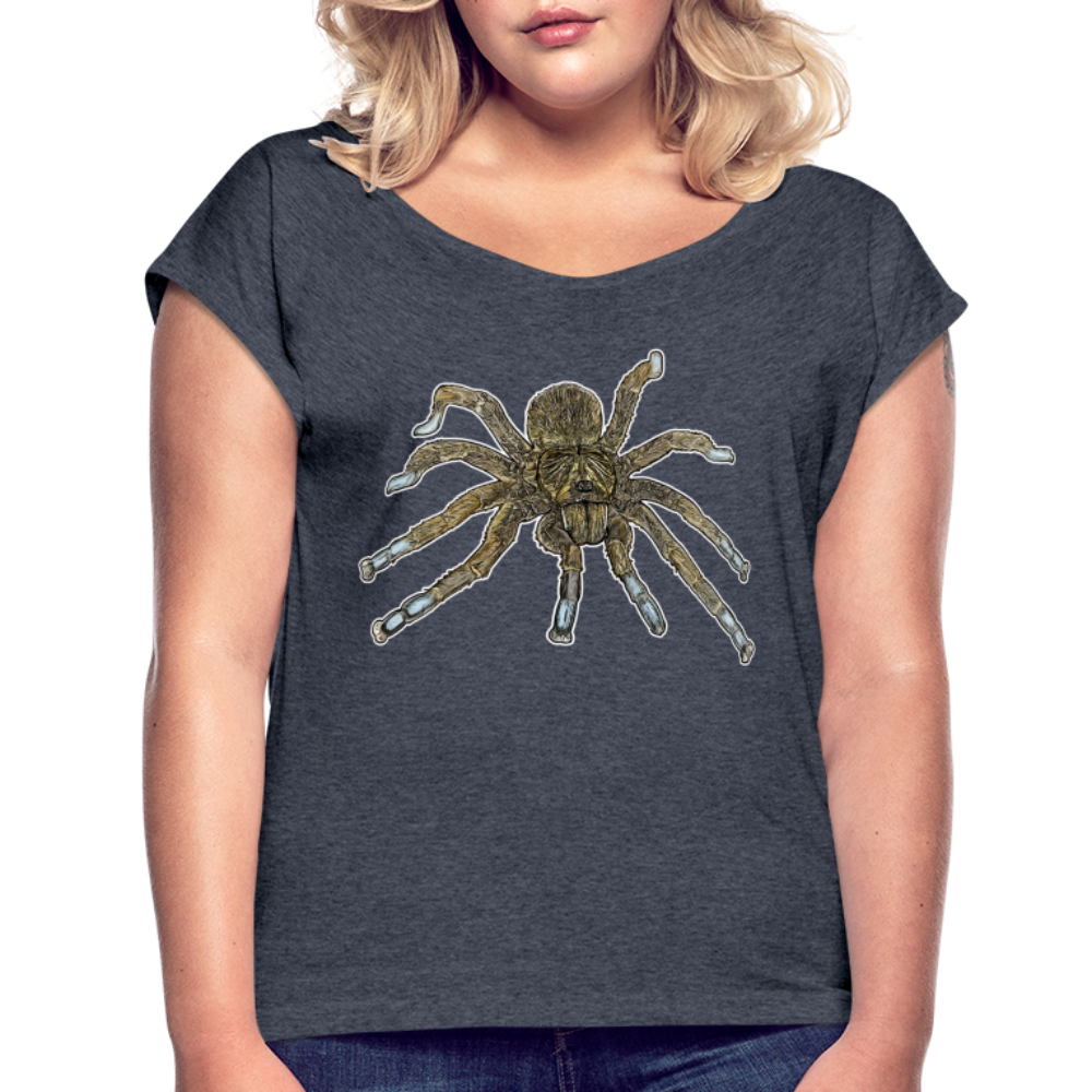 Frauen T-Shirt mit gerollten Ärmeln Idiothele mira - Navy meliert