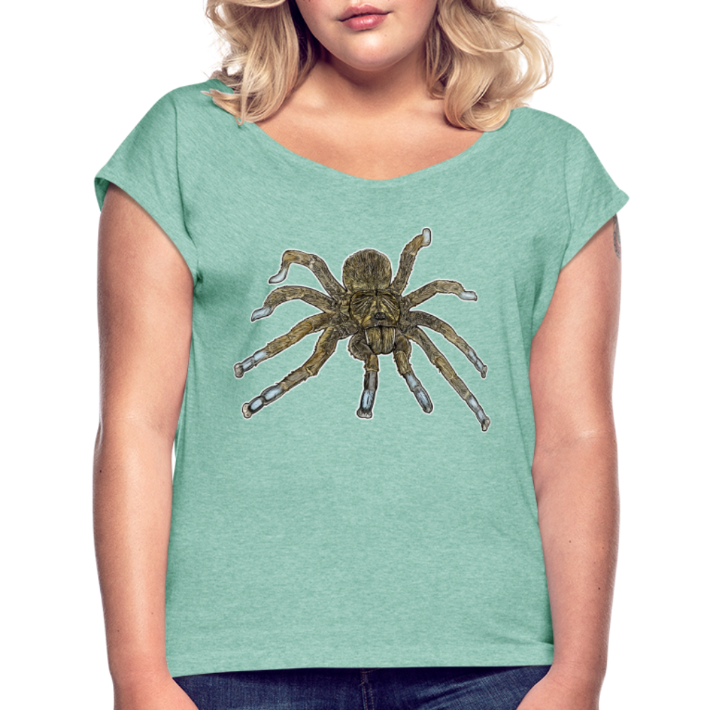 Frauen T-Shirt mit gerollten Ärmeln Idiothele mira - Minze meliert