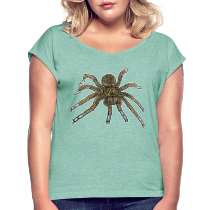 Frauen T-Shirt mit gerollten Ärmeln Idiothele mira - Minze meliert