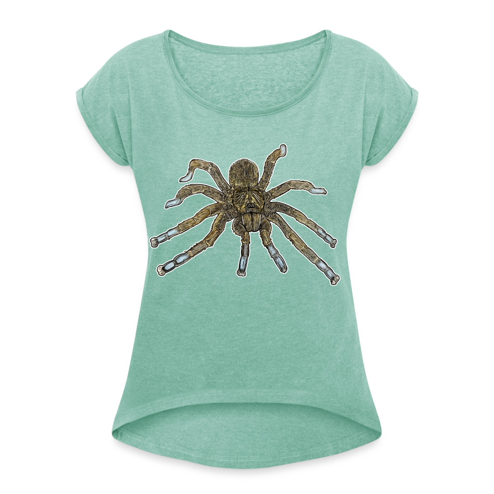 Frauen T-Shirt mit gerollten Ärmeln Idiothele mira - Minze meliert