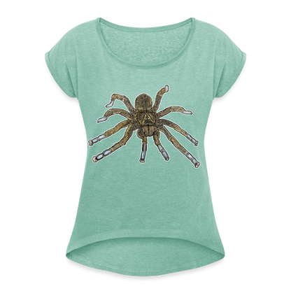 Frauen T-Shirt mit gerollten Ärmeln Idiothele mira - Minze meliert