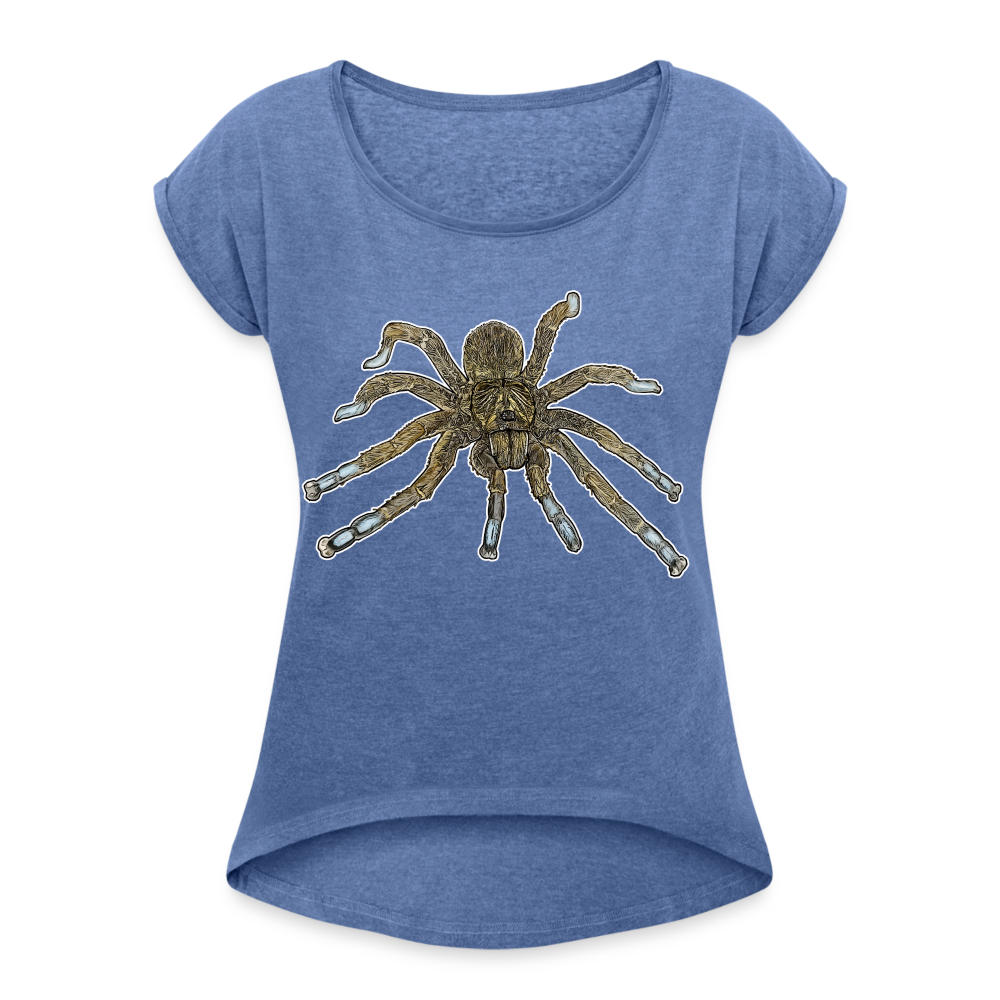 Frauen T-Shirt mit gerollten Ärmeln Idiothele mira - Denim meliert