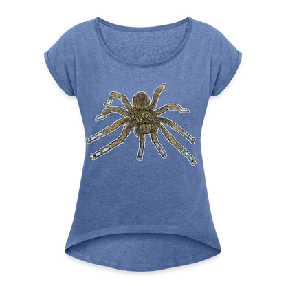 Frauen T-Shirt mit gerollten Ärmeln Idiothele mira - Denim meliert