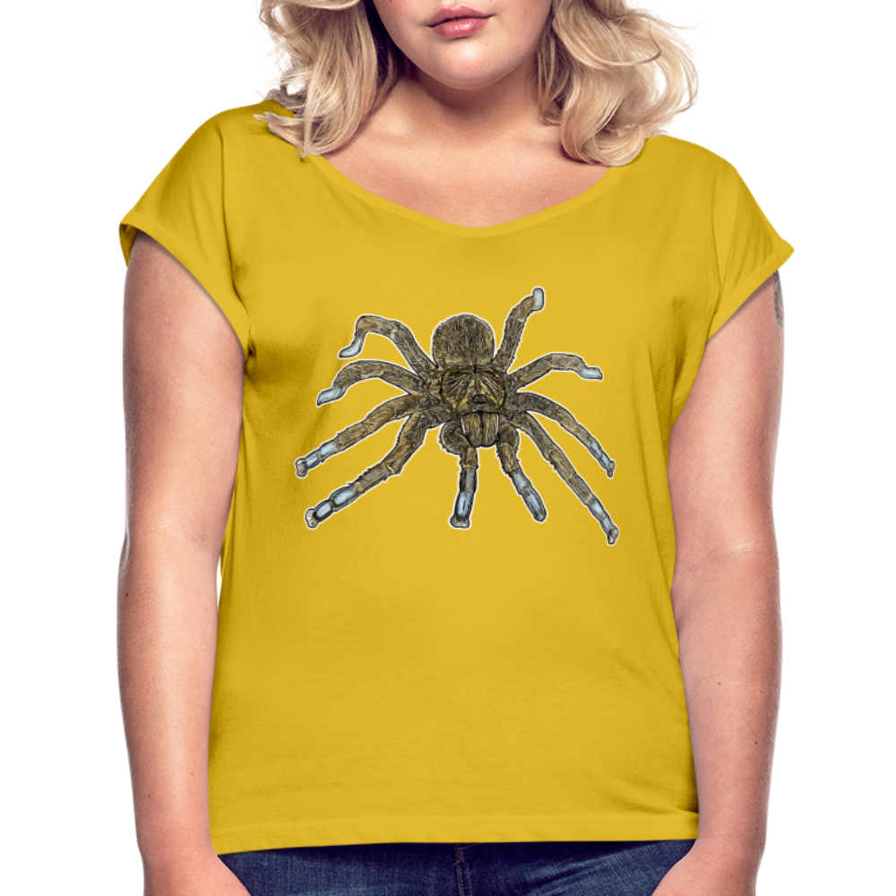 Frauen T-Shirt mit gerollten Ärmeln Idiothele mira - Senfgelb