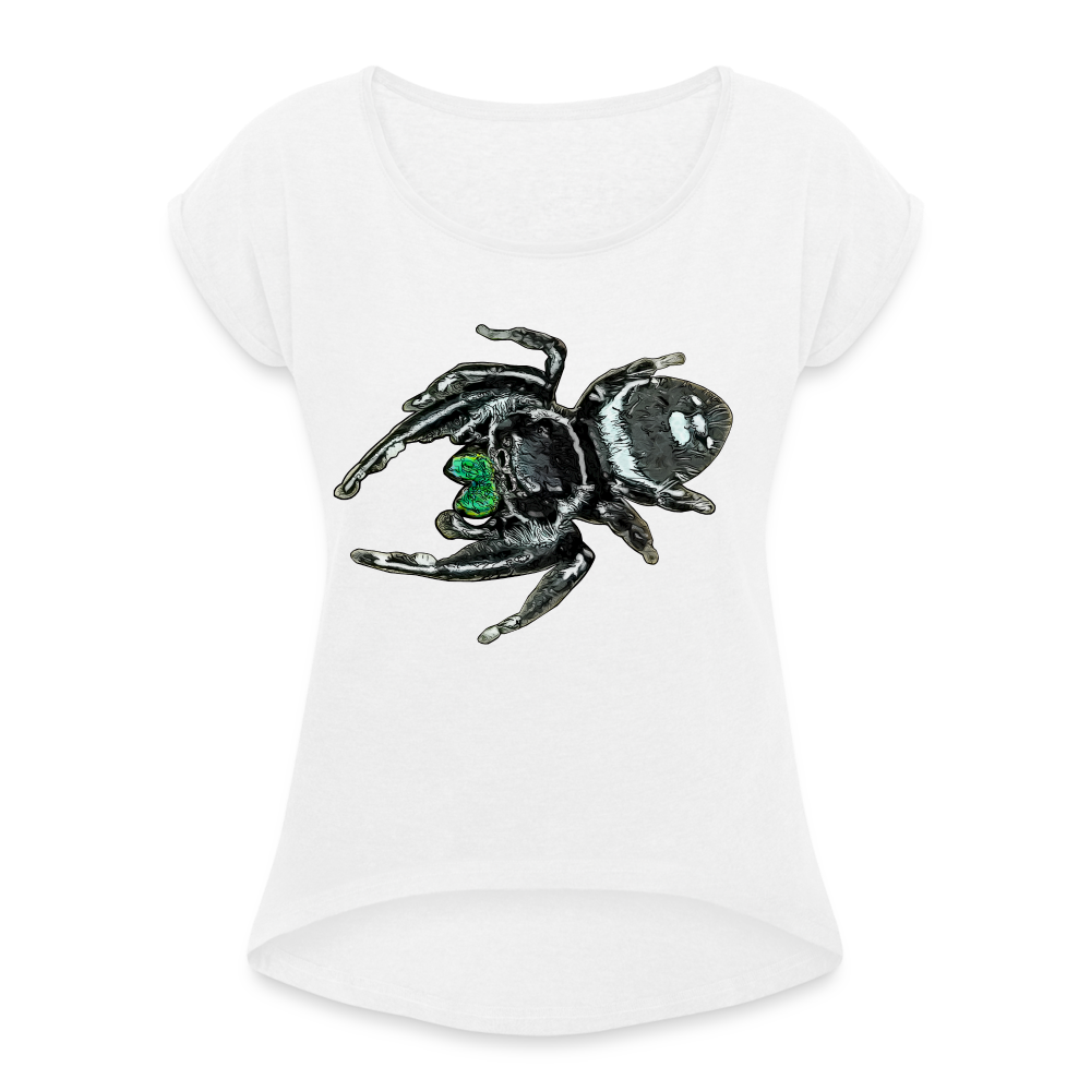 Frauen T-Shirt mit gerollten Ärmeln Phidippus regius White Bahamas male - weiß