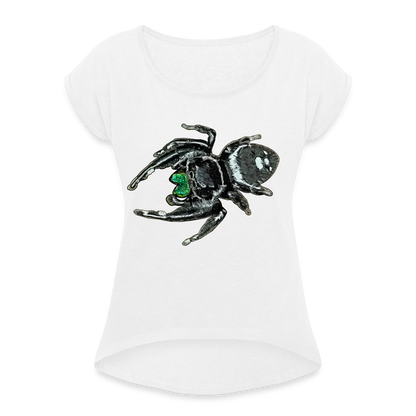Frauen T-Shirt mit gerollten Ärmeln Phidippus regius White Bahamas male - weiß