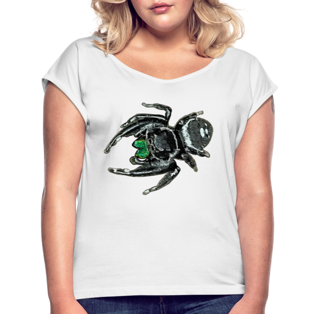Frauen T-Shirt mit gerollten Ärmeln Phidippus regius White Bahamas male - weiß