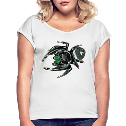 Frauen T-Shirt mit gerollten Ärmeln Phidippus regius White Bahamas male - weiß
