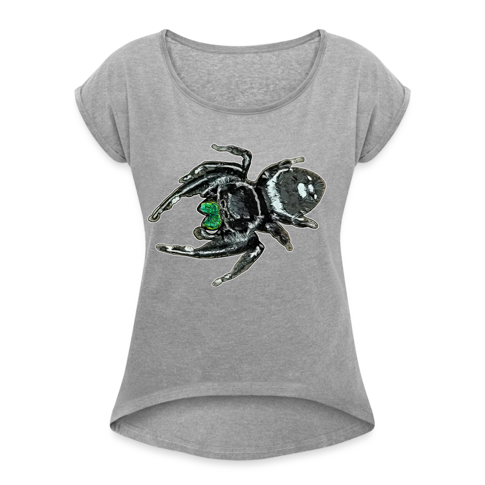 Frauen T-Shirt mit gerollten Ärmeln Phidippus regius White Bahamas male - Grau meliert