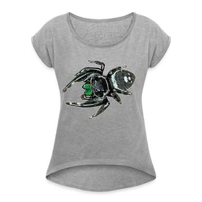 Frauen T-Shirt mit gerollten Ärmeln Phidippus regius White Bahamas male - Grau meliert