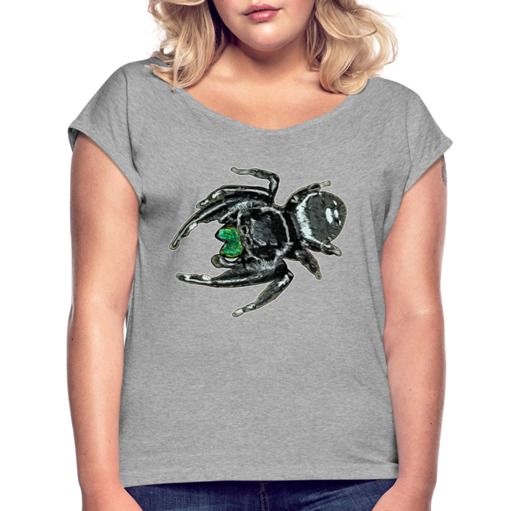 Frauen T-Shirt mit gerollten Ärmeln Phidippus regius White Bahamas male - Grau meliert