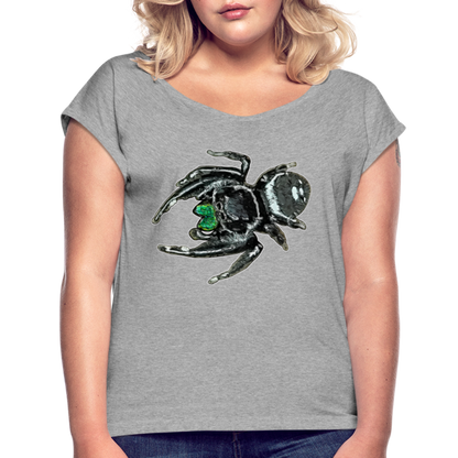 Frauen T-Shirt mit gerollten Ärmeln Phidippus regius White Bahamas male - Grau meliert