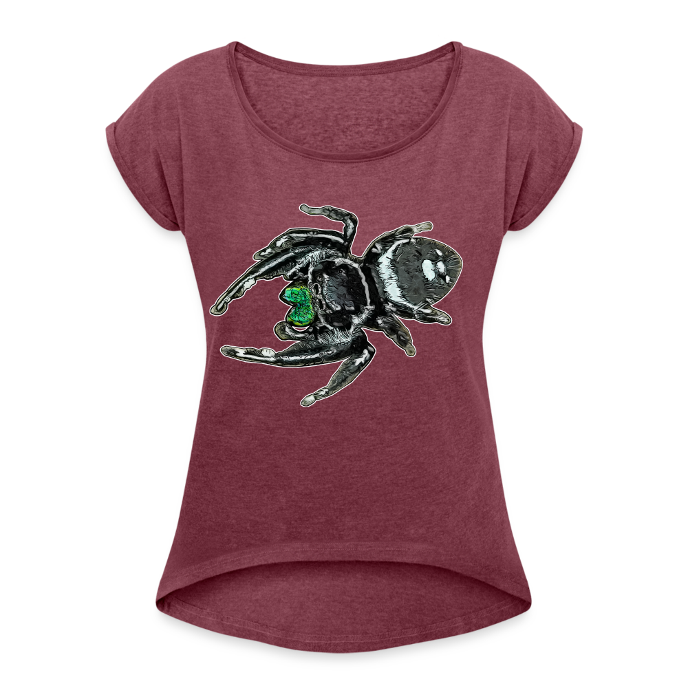 Frauen T-Shirt mit gerollten Ärmeln Phidippus regius White Bahamas male - Bordeauxrot meliert