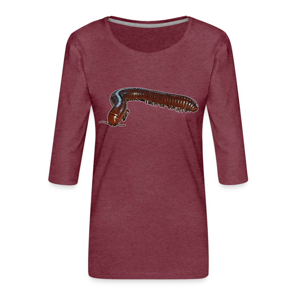 Frauen Premium 3/4-Arm Shirt Ophistreptus guineensis - Bordeauxrot meliert
