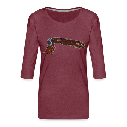 Frauen Premium 3/4-Arm Shirt Ophistreptus guineensis - Bordeauxrot meliert