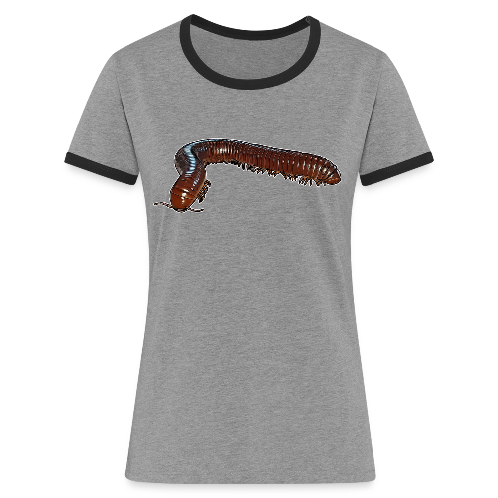 Frauen Kontrast-T-Shirt Ophistreptus guineensis - Grau meliert/Schwarz