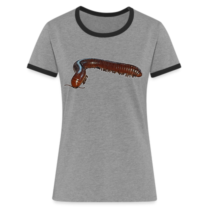 Frauen Kontrast-T-Shirt Ophistreptus guineensis - Grau meliert/Schwarz