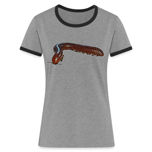 Frauen Kontrast-T-Shirt Ophistreptus guineensis - Grau meliert/Schwarz