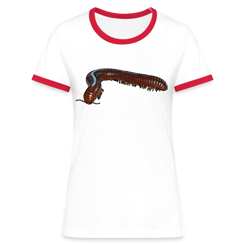 Frauen Kontrast-T-Shirt Ophistreptus guineensis - Weiß/Rot