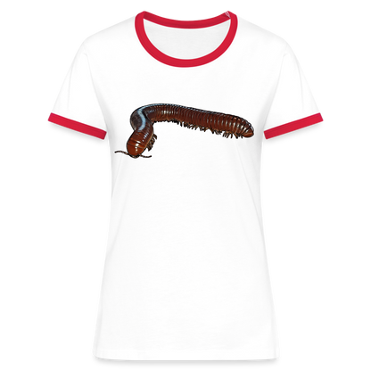 Frauen Kontrast-T-Shirt Ophistreptus guineensis - Weiß/Rot