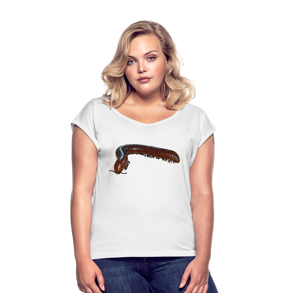 Frauen T-Shirt mit gerollten Ärmeln Ophistreptus guineensis - weiß