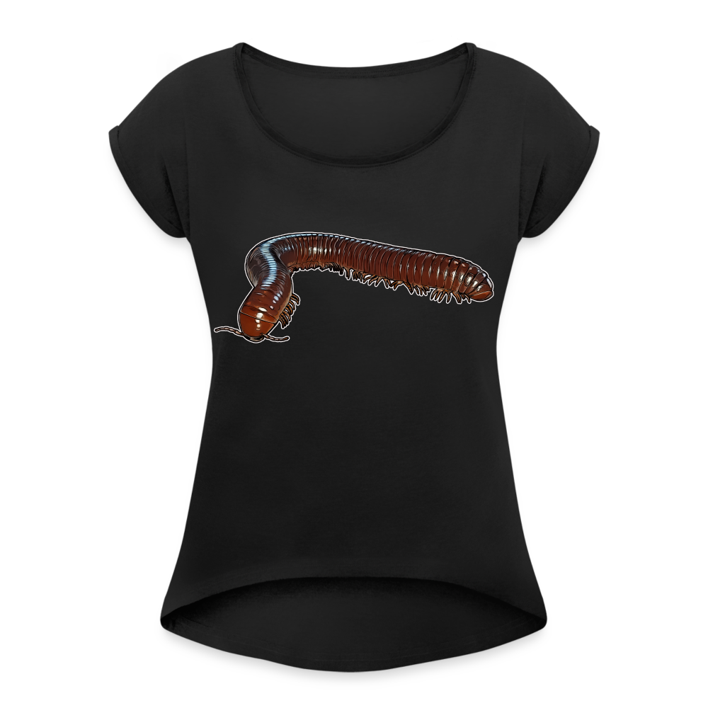 Frauen T-Shirt mit gerollten Ärmeln Ophistreptus guineensis - Schwarz