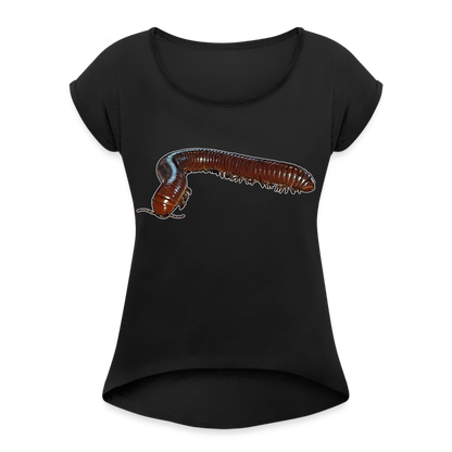 Frauen T-Shirt mit gerollten Ärmeln Ophistreptus guineensis - Schwarz