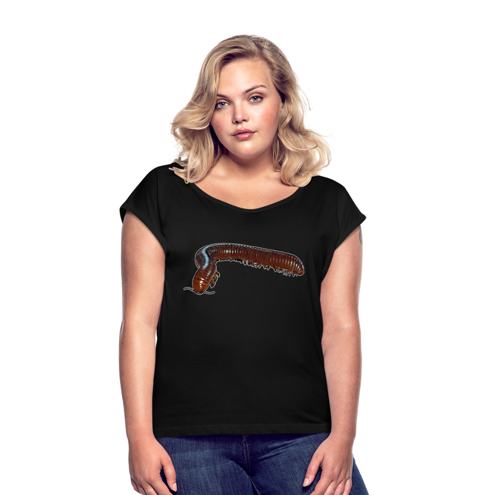 Frauen T-Shirt mit gerollten Ärmeln Ophistreptus guineensis - Schwarz