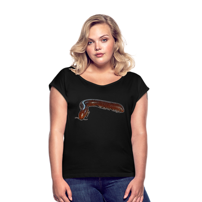 Frauen T-Shirt mit gerollten Ärmeln Ophistreptus guineensis - Schwarz