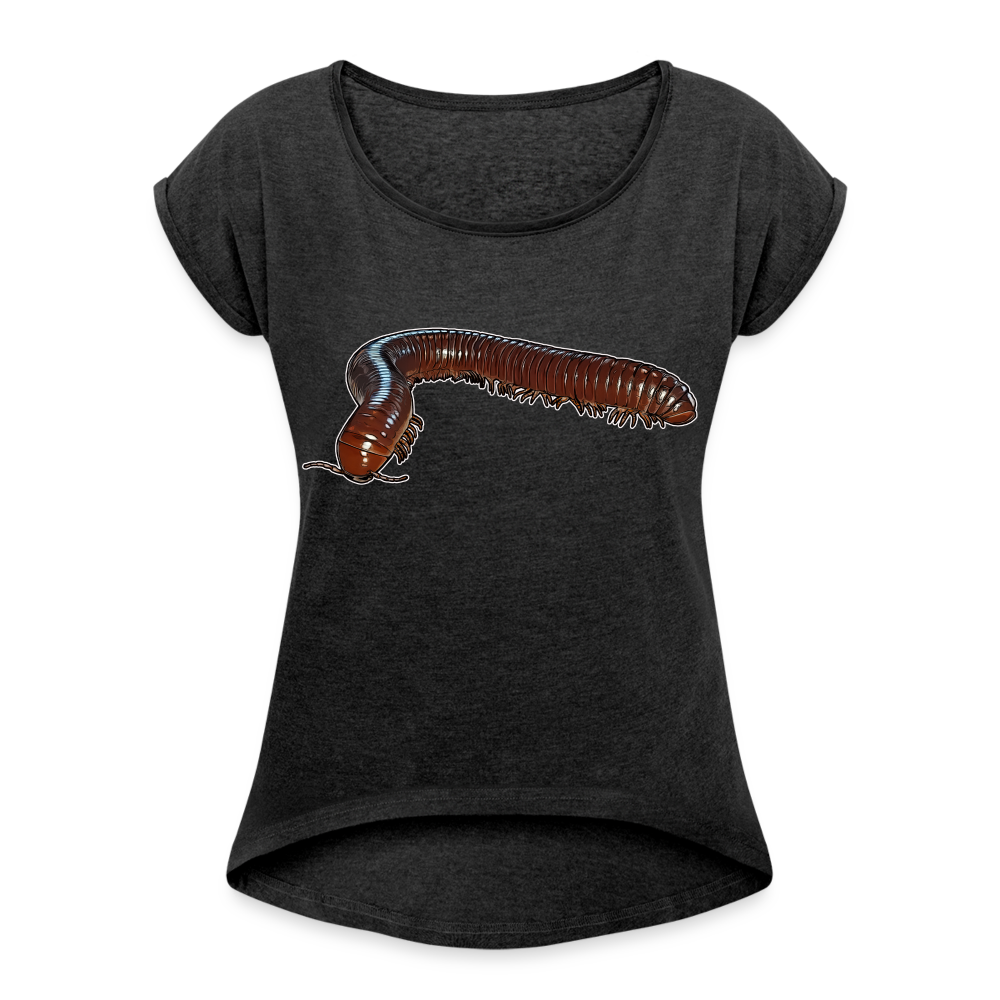 Frauen T-Shirt mit gerollten Ärmeln Ophistreptus guineensis - Schwarz meliert