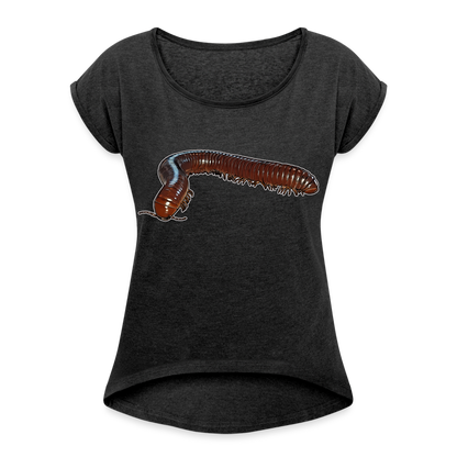 Frauen T-Shirt mit gerollten Ärmeln Ophistreptus guineensis - Schwarz meliert