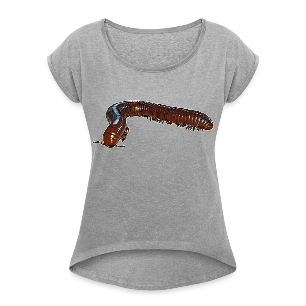 Frauen T-Shirt mit gerollten Ärmeln Ophistreptus guineensis - Grau meliert