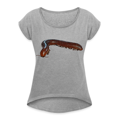 Frauen T-Shirt mit gerollten Ärmeln Ophistreptus guineensis - Grau meliert