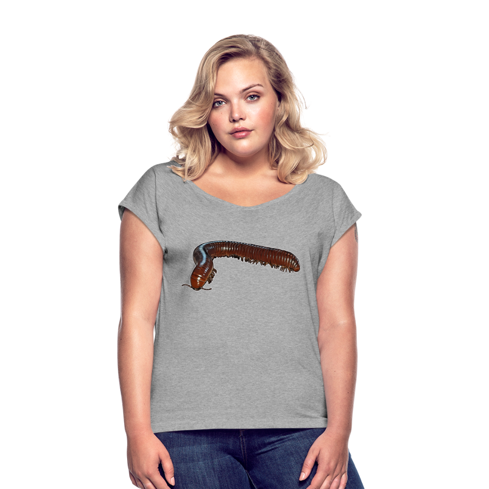 Frauen T-Shirt mit gerollten Ärmeln Ophistreptus guineensis - Grau meliert