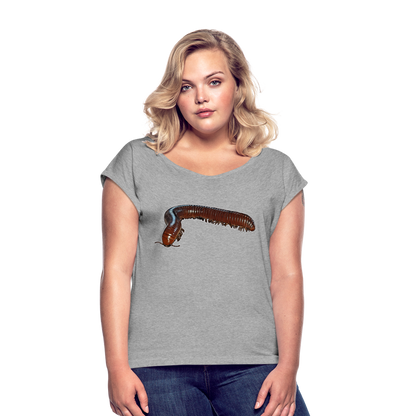 Frauen T-Shirt mit gerollten Ärmeln Ophistreptus guineensis - Grau meliert