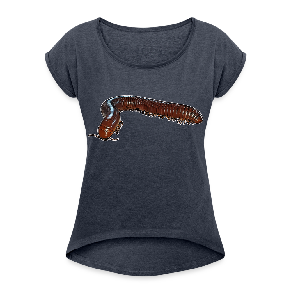 Frauen T-Shirt mit gerollten Ärmeln Ophistreptus guineensis - Navy meliert