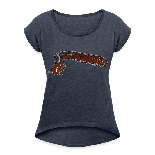 Frauen T-Shirt mit gerollten Ärmeln Ophistreptus guineensis - Navy meliert