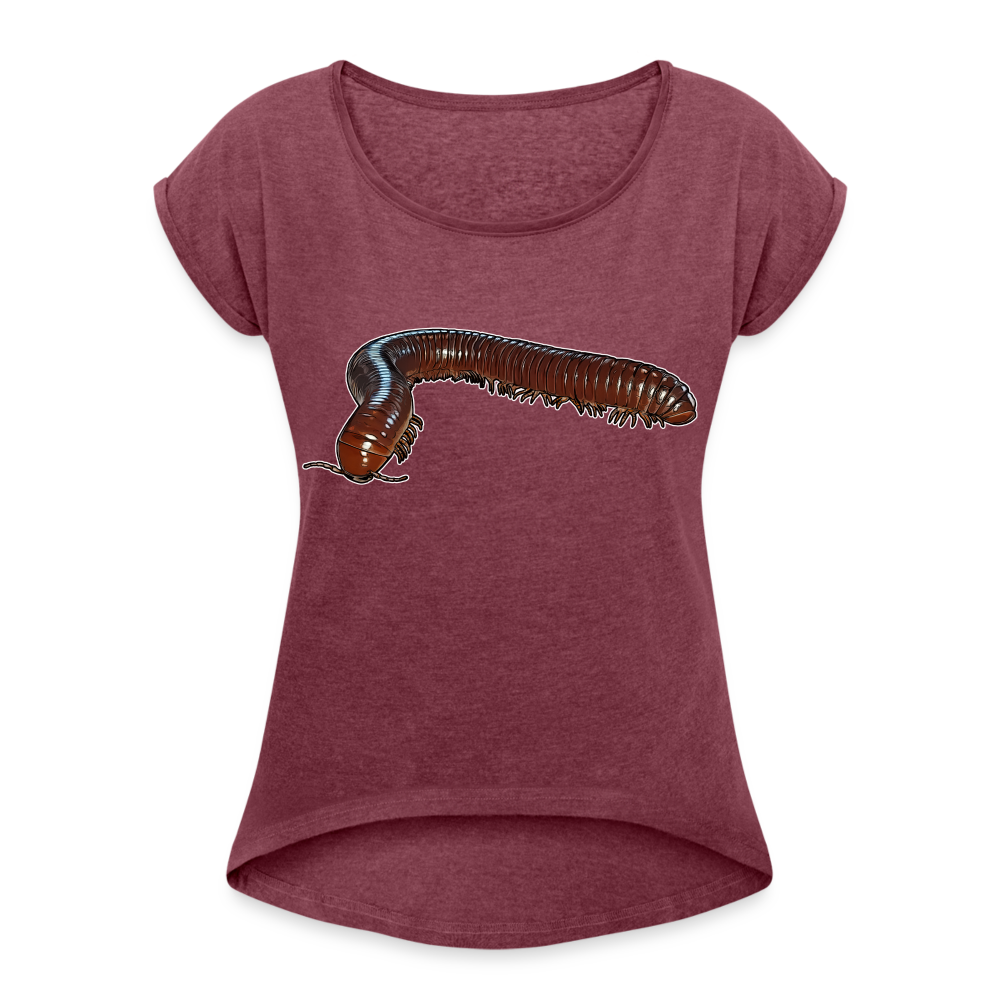Frauen T-Shirt mit gerollten Ärmeln Ophistreptus guineensis - Bordeauxrot meliert