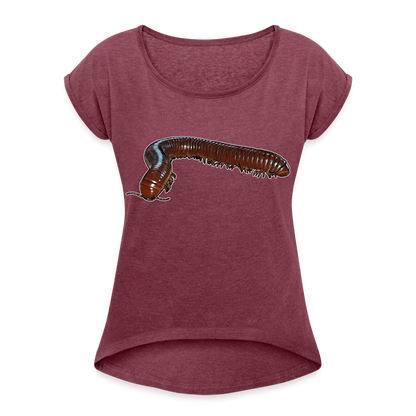 Frauen T-Shirt mit gerollten Ärmeln Ophistreptus guineensis - Bordeauxrot meliert