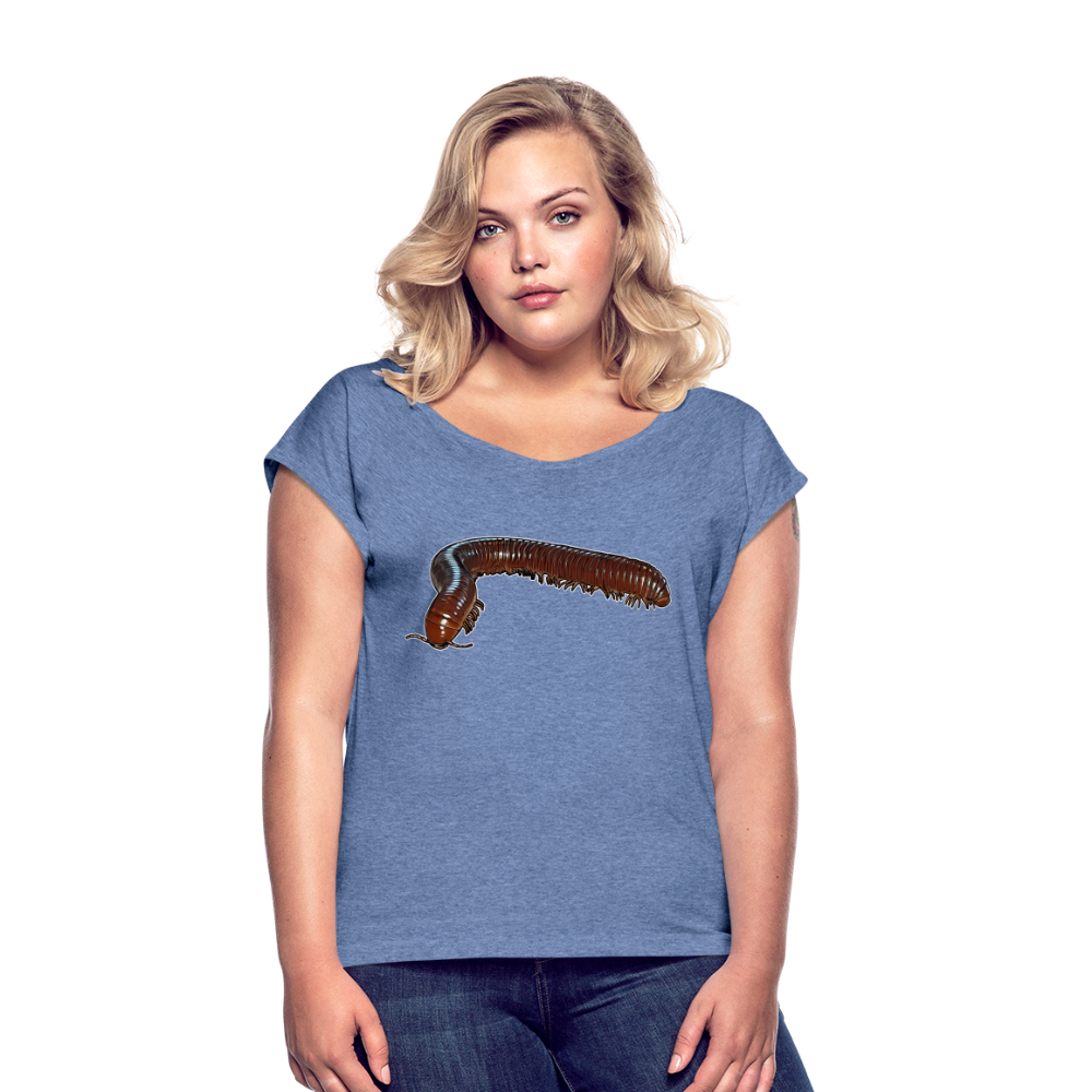 Frauen T-Shirt mit gerollten Ärmeln Ophistreptus guineensis - Denim meliert