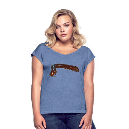 Frauen T-Shirt mit gerollten Ärmeln Ophistreptus guineensis - Denim meliert