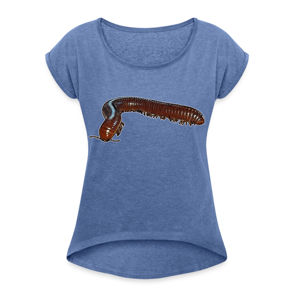 Frauen T-Shirt mit gerollten Ärmeln Ophistreptus guineensis - Denim meliert
